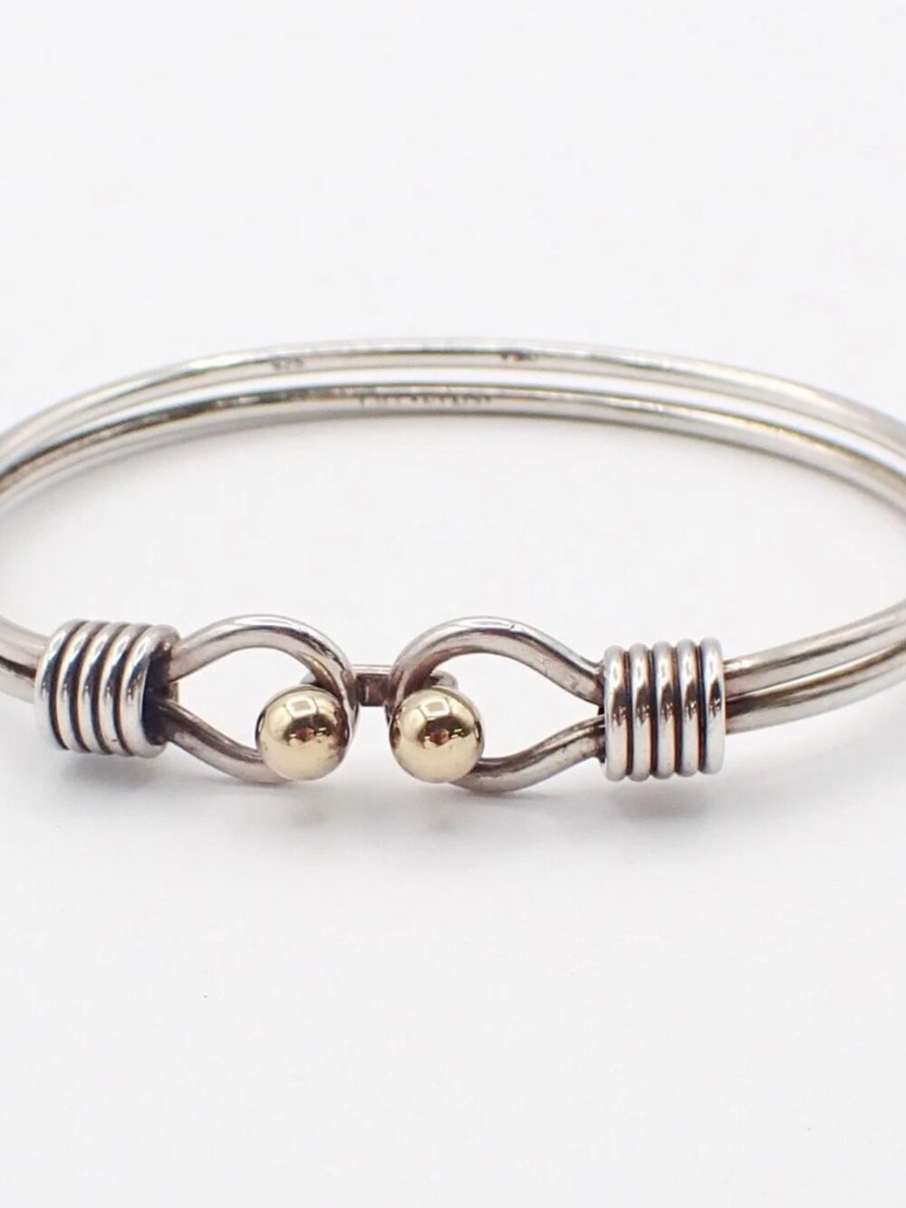Tiffany & Co. Double Hook and Eye Bangle Bracelet Gold 750/Silver 925 31RL958